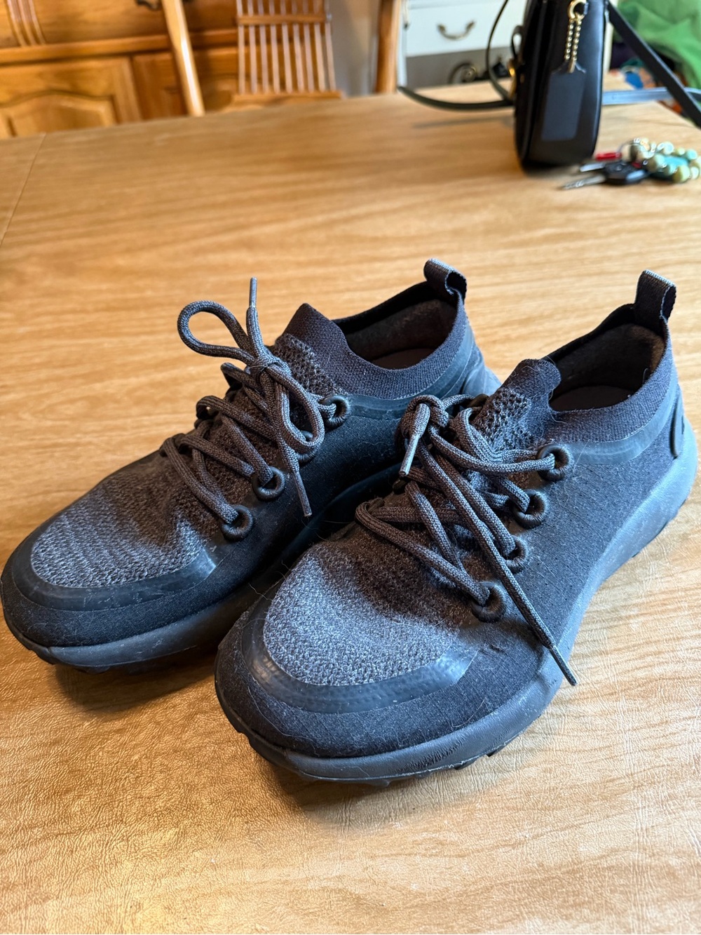allbirds Women's Trail Runners Black Knit Lace-Up Athletic Sneakers